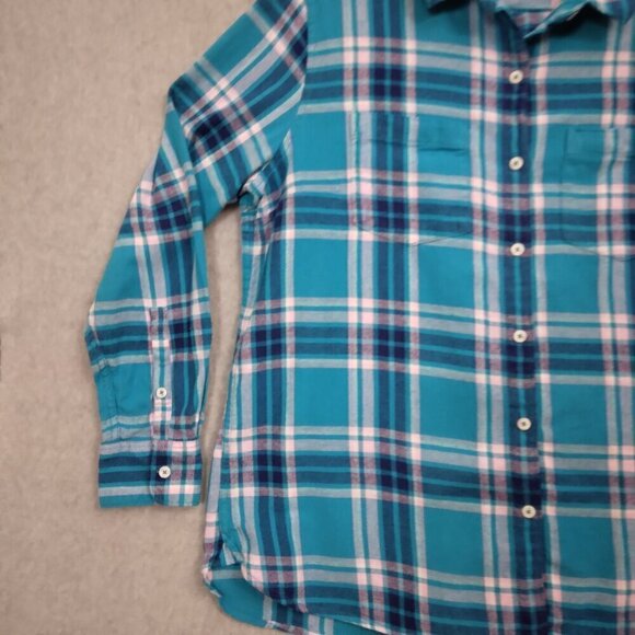 Woolrich | Plaid Flannel Shirt Blue Pink Cotton | Size XXL - Picture 3 of 10
